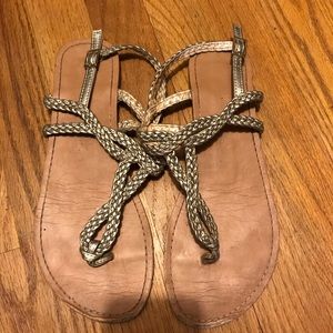 Metallic strappy sandals